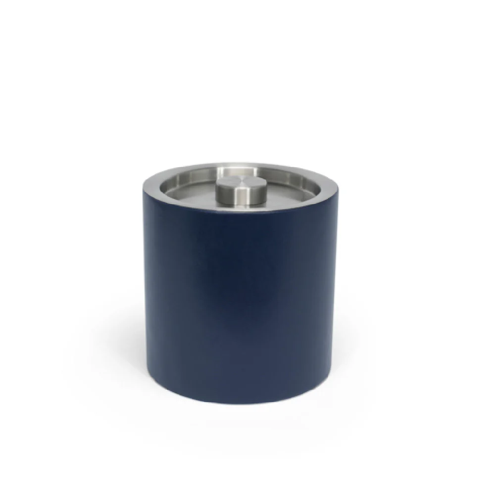 FOH RIB027BLL21 3.5qt Round London Ice Bucket Navy With Matte Black Lid Includes One RIB017BLL21-BTM 3.5qt Round London Ice Bucket Base Navy FOH RIB027BLL21 3.5qt Round London Ice Bucket Navy With Matte Black Lid Includes One RIB017BLL21-BTM 3.5qt Round London Ice Bucket Base Navy