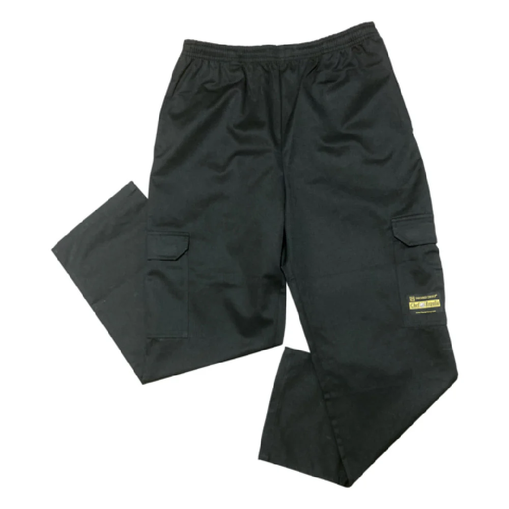 Thunder Group CP109BKXL X-large Chef's Pants with Cargo Pockets Poly/cotton Black