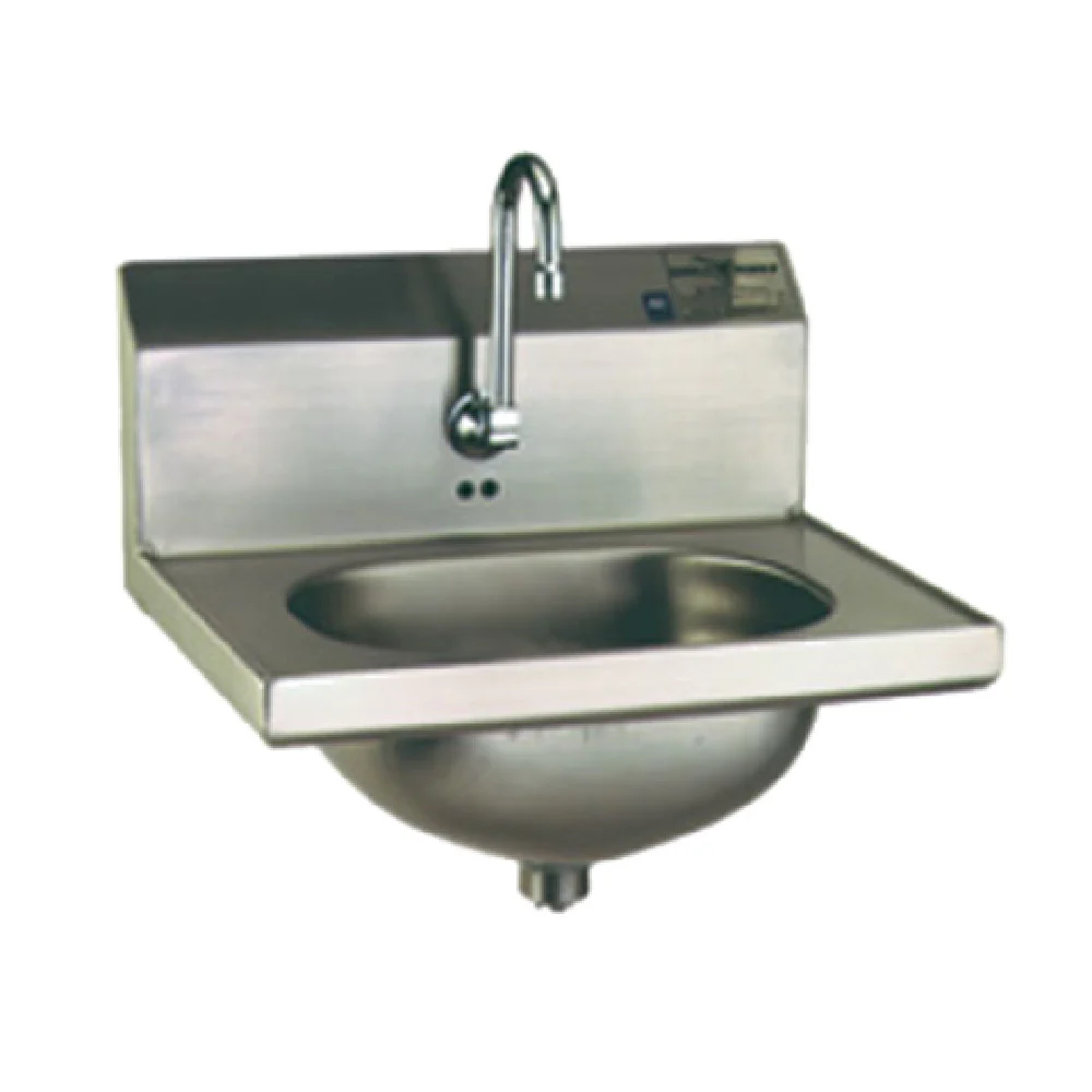 Eagle HSA-10-FE-2X 13-1/2 Inch Hand Sink Wall Mount Electronic Eye Gooseneck Spout Stainless Steel With Basket Drain