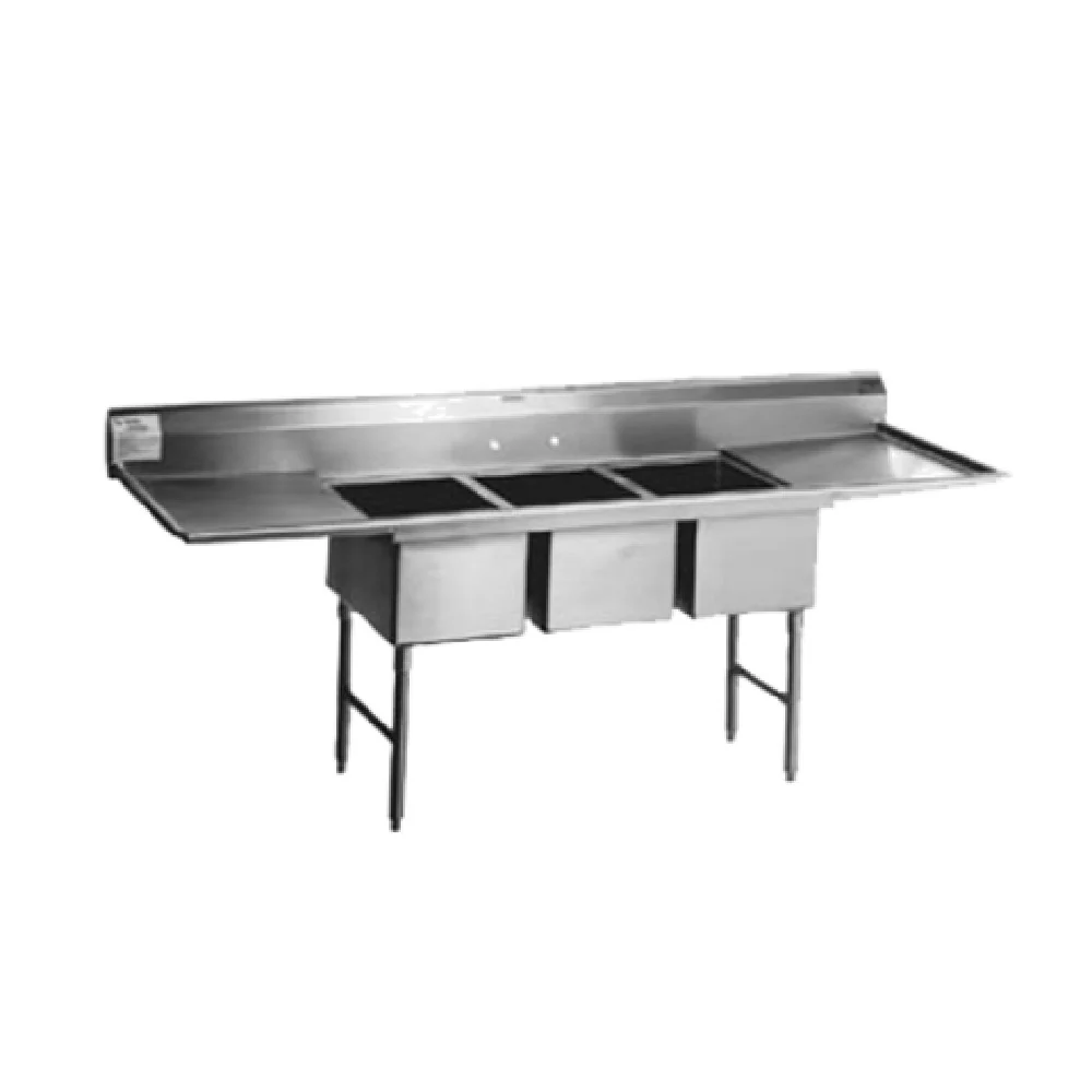 Eagle SFN3242-3-18-14/3 84 Inch Stainless Steel Supermarket Sink with Three Bowls Eagle SFN3242-3-18-14/3 84 Inch Stainless Steel Supermarket Sink with Three Bowls