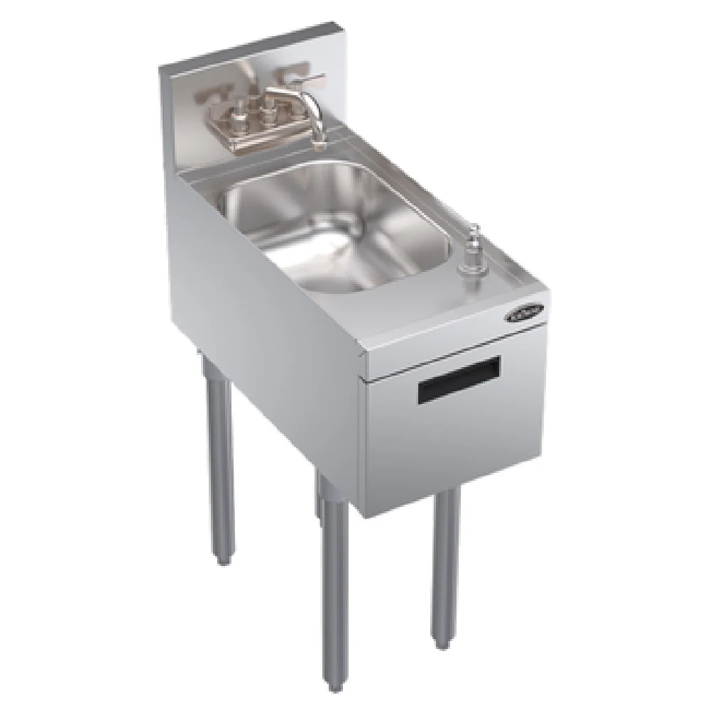 Krowne KR24-12ST 12 Inch Underbar Hand Sink Unit Free Standing with Faucet and Soap Dispenser