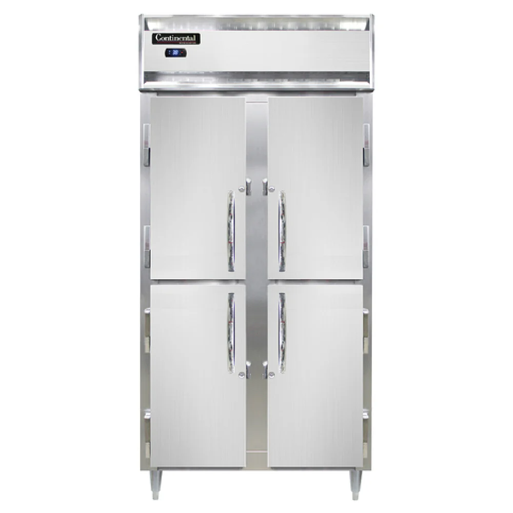 Continental Refrigerator D2RSESNHD 36 Inch Designer Slim Line Refrigerator Reach-In Two-Section with Aluminum and Stainless Steel