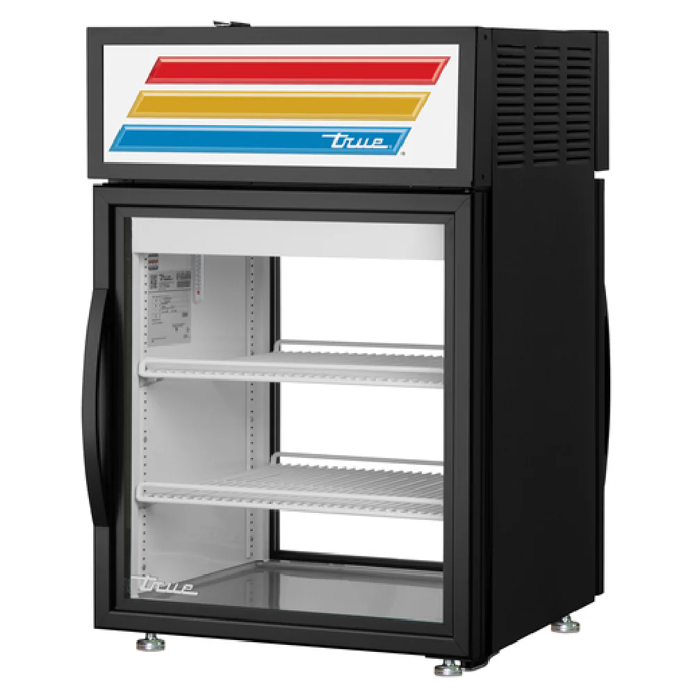 True Refrigeration GDM-05PT-HC~FGD01 24 Inch Pass-thru Refrigerated Merchandiser Countertop with LED Lighting Black Powder Coated Steel