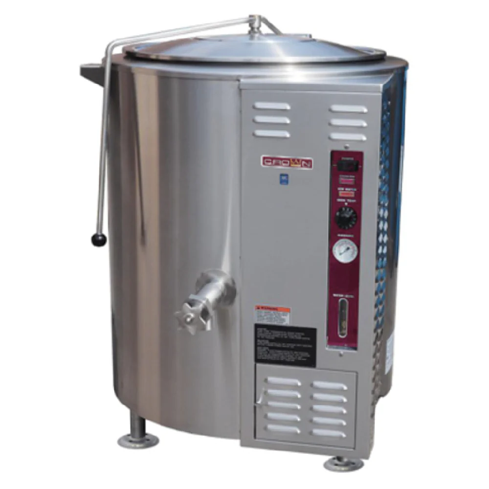 Crown Steam GL-30E_NAT 36 Inch Gas Stationary Kettle 30 Gallon with Perforated Strainer 100000 BTU Crown Steam GL-30E_NAT 36 Inch Gas Stationary Kettle 30 Gallon with Perforated Strainer 100000 BTU