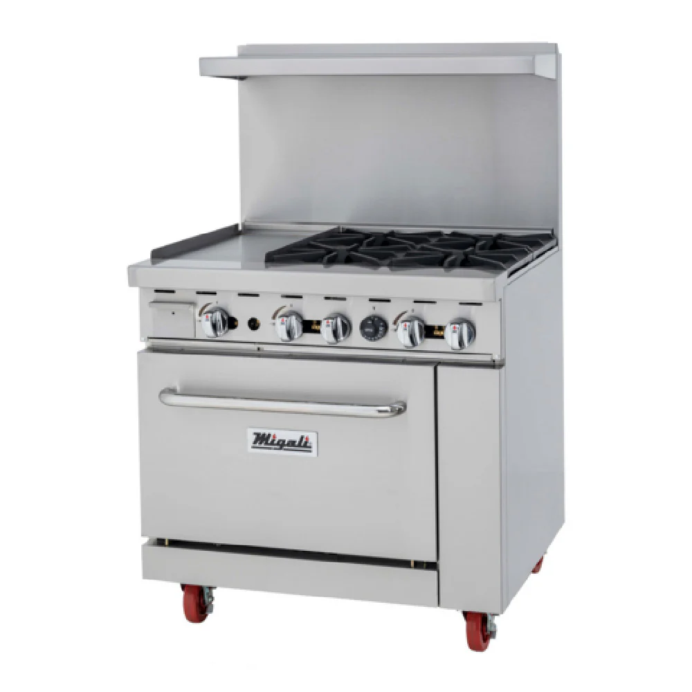 Migali Industries C-RO4-12GL-NG 36 Inch Gas Range with Griddle 12 Inch Left 4 Burner 25,000 BTU Migali Industries C-RO4-12GL-NG 36 Inch Gas Range with Griddle 12 Inch Left 4 Burner 25,000 BTU