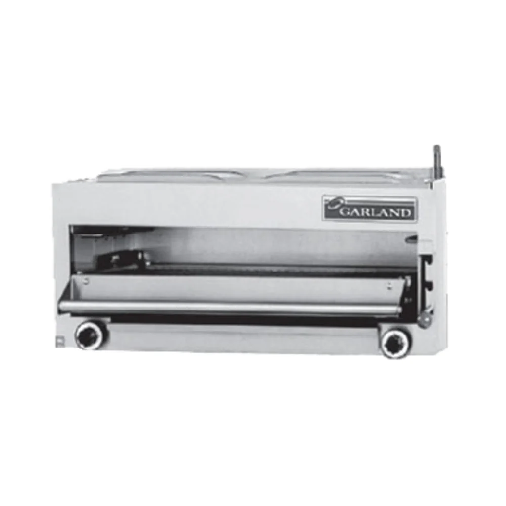 Garland MIR-34L_NAT 34 Inch Salamander Broiler Gas Infrared 2 Burners 40000 BTU with Backriser
