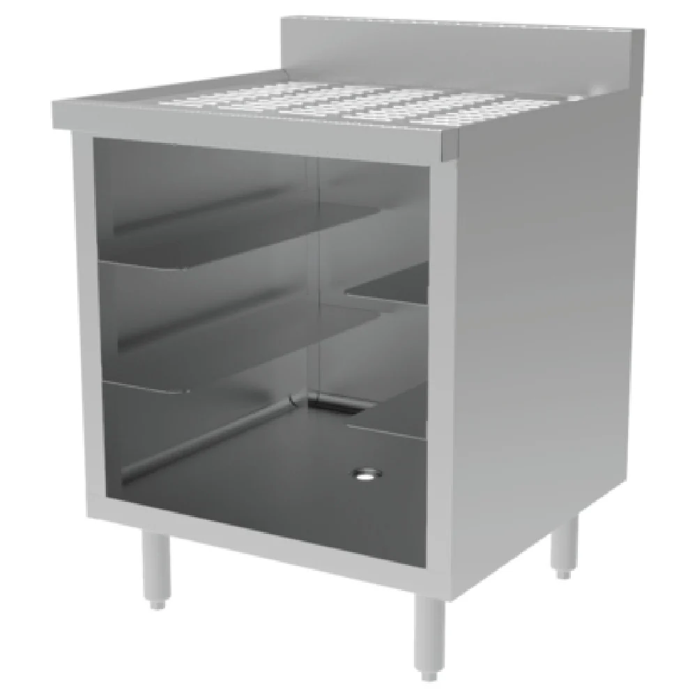 GSW USA BS-GRSC24 24 Inch Open Front Glass Rack Storage Cabinet Stainless Steel