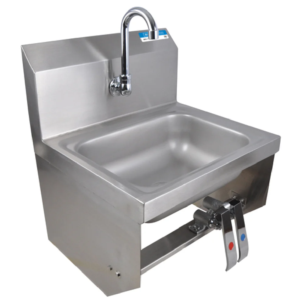 BK Resources BKHS-W-1410-1-BKKPG 14 Inch Hand Sink with Knee Valve Wall Mount 304 Stainless Steel