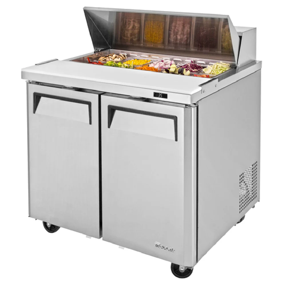 Turbo Air MST-36-N6 36 Inch Sandwich Salad Unit 9.5 cu ft Stainless Steel 2 Section Self-contained Compressor