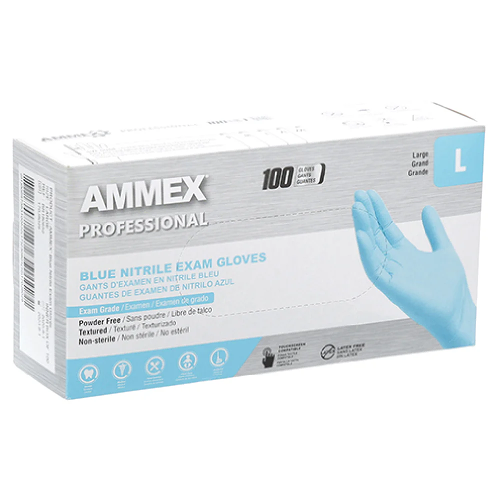 AllPoints 8015084 Large Nitrile Exam Gloves Powder-Free Box Of 100