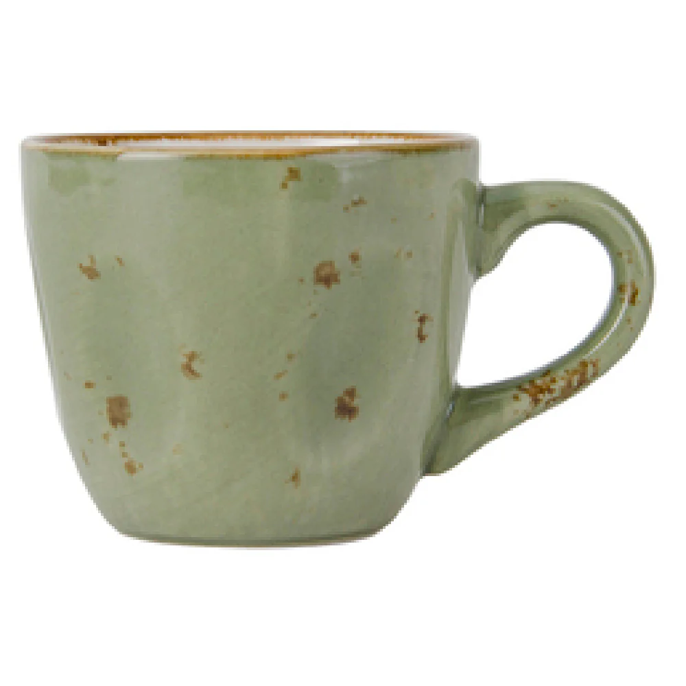 Tuxton GGO-085 3-1/2 Oz Espresso Cup With Handle Porcelain Olive - 2 Dozen Packs