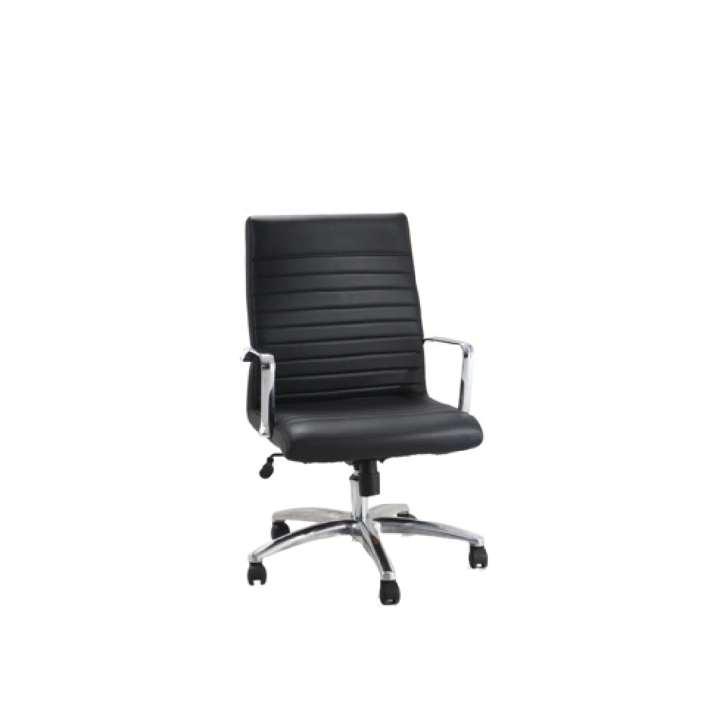 Alpine Industries ADI638-01-BLK-2 23 Inch Chair Swivel Faux Black Leather with Adjustable Height and Back Tilt