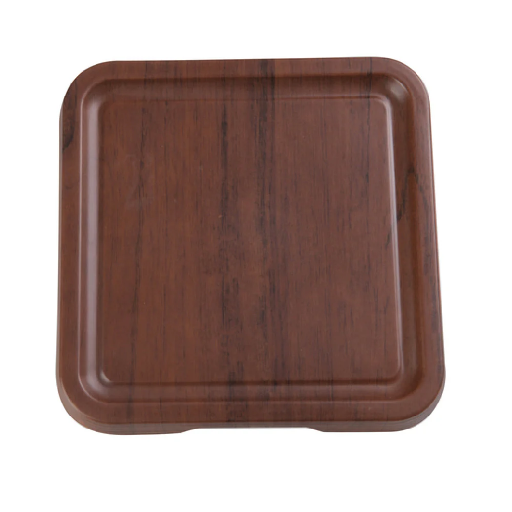 Yanco WL-310 9-1/2 Inch Square Serving Tray with Foot Melamine Wood Grain