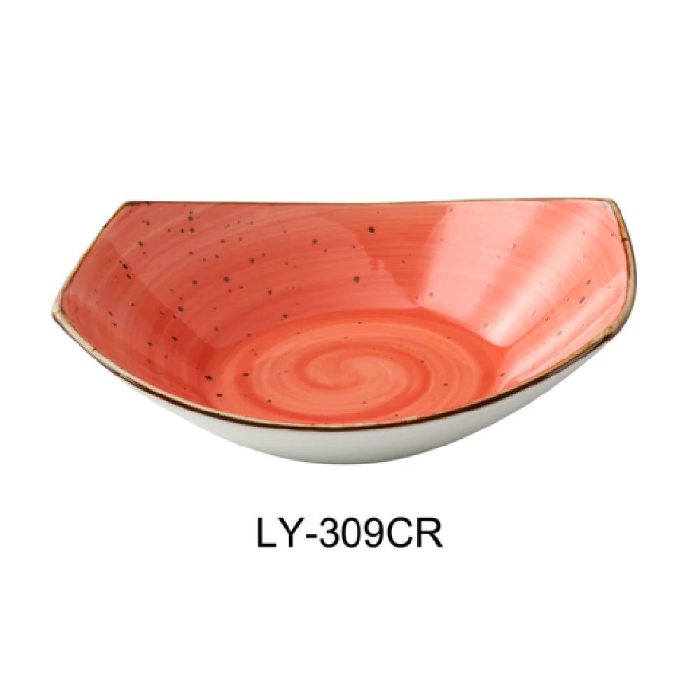 Yanco LY-309CR 20 Oz Salad Plate Free Form Coral Glazed Porcelain