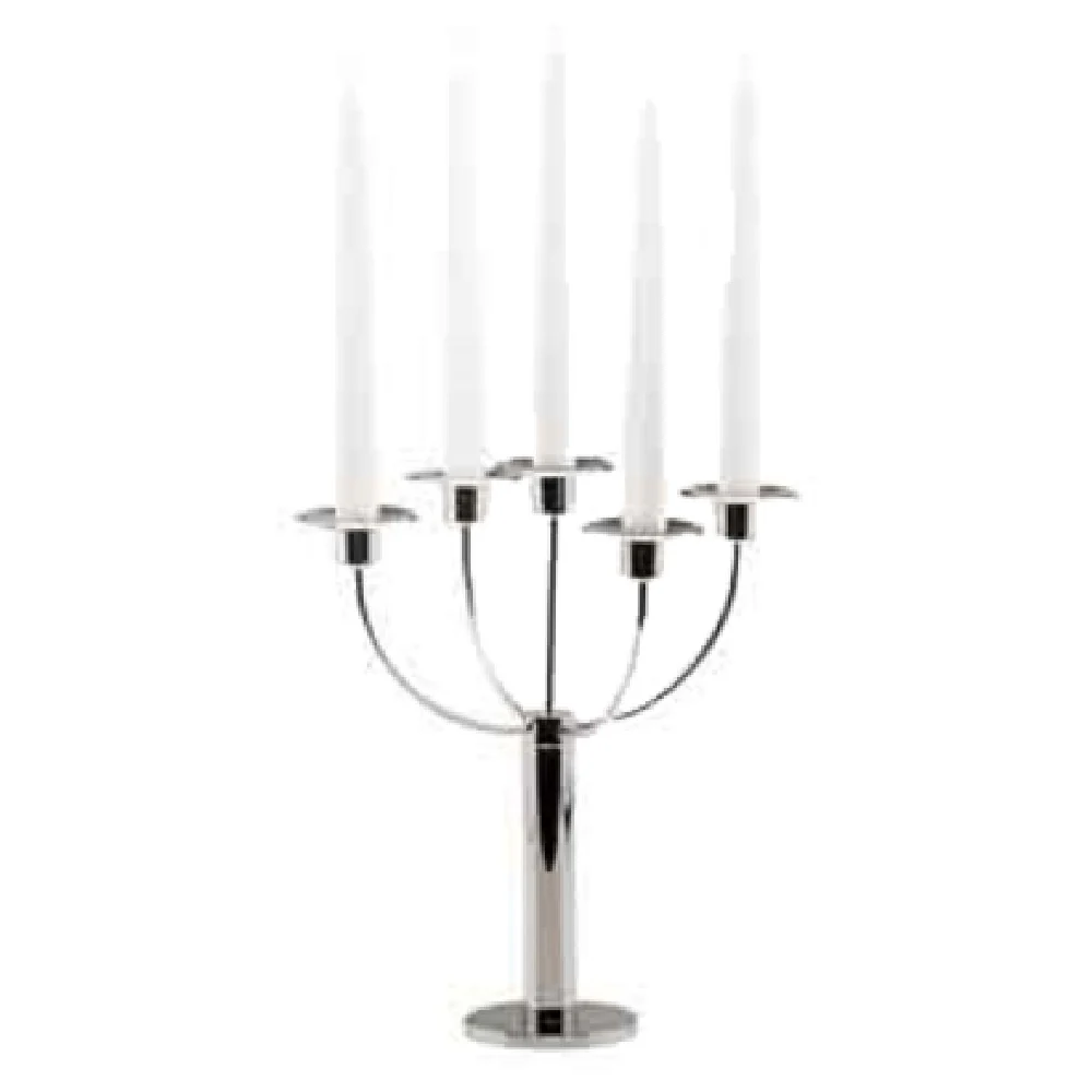 BauscherHepp 12.4843.0050 11-15/16 Inch Candelabra With 5 Candle Holders Stainless Steel