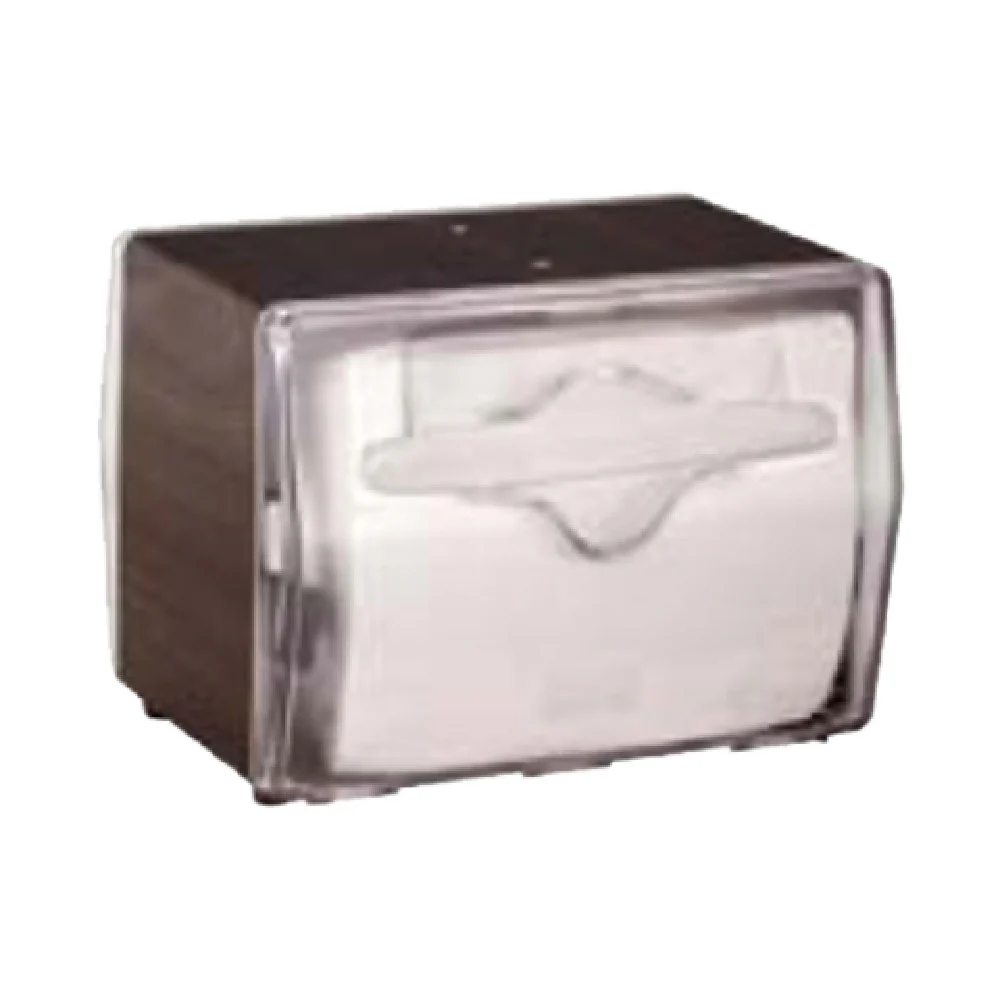 Vollrath 7545-12 5 Inch Paper Napkin Dispenser Table Type Walnut with Clear Face