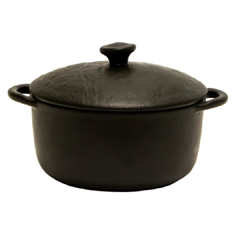 Vertex China OB-S5 24 Oz Casserole Soup Tureen with Lid Matte Black Porcelain