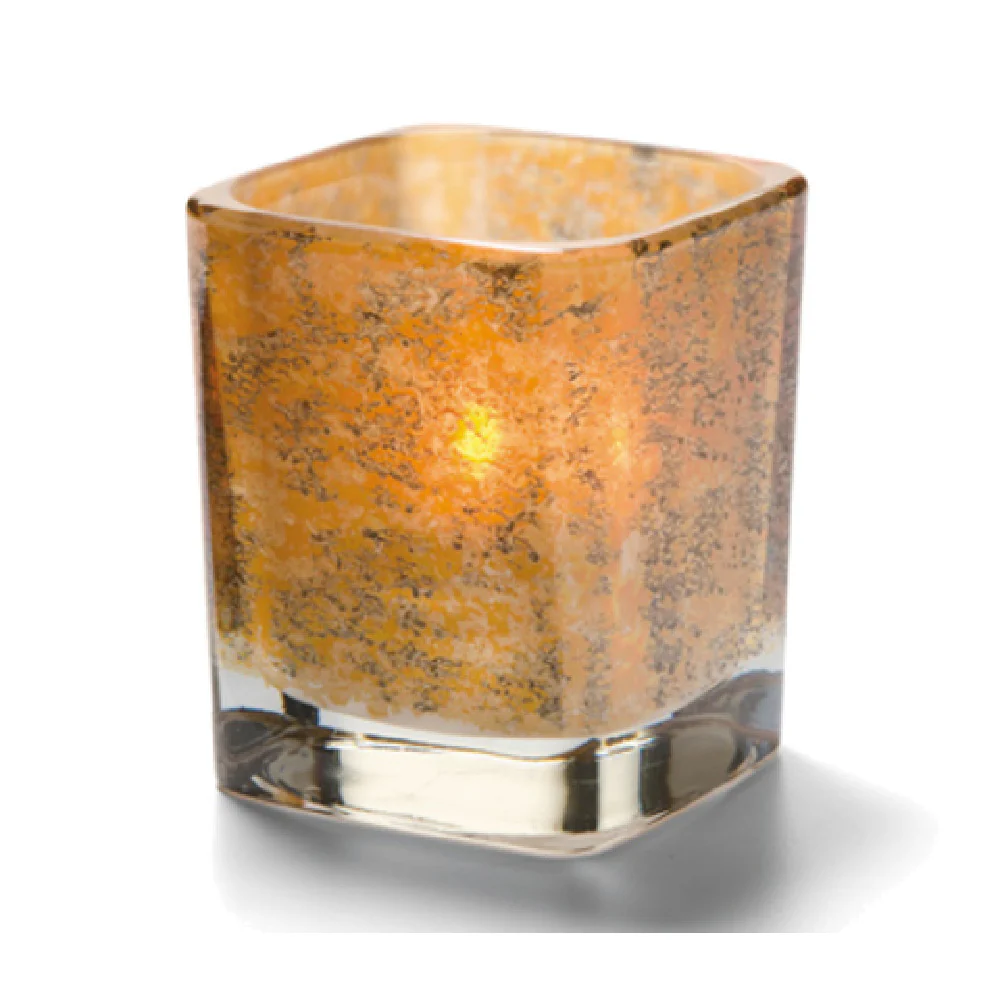 Hollowick 6505AG 3 Inch Glass Votive Antique Gold Accommodates HD8 HD12 HD15