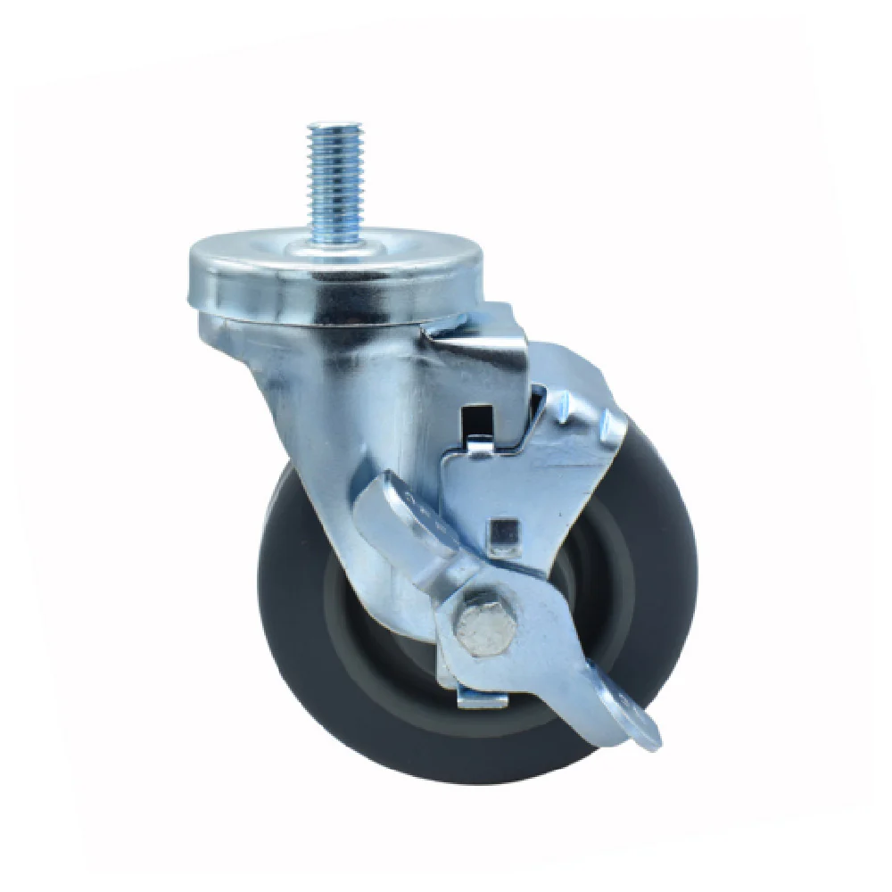 BK Resources 4SBR-4ST-GR-TLB 4 Inch Rubber Wheel with Top Lock Brake