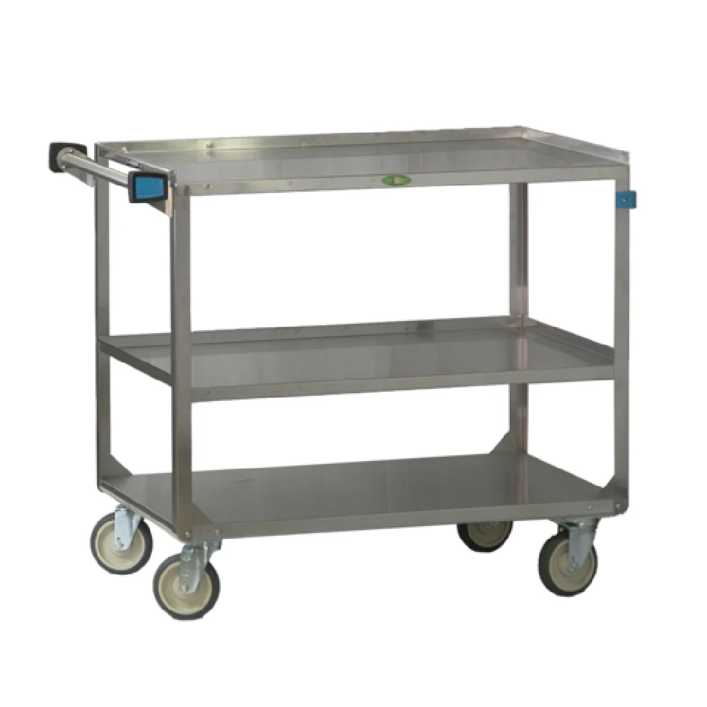 Lakeside 444ES 39 Inch Stainless Steel Utility Cart Open Base 3 Tier with Bumpers