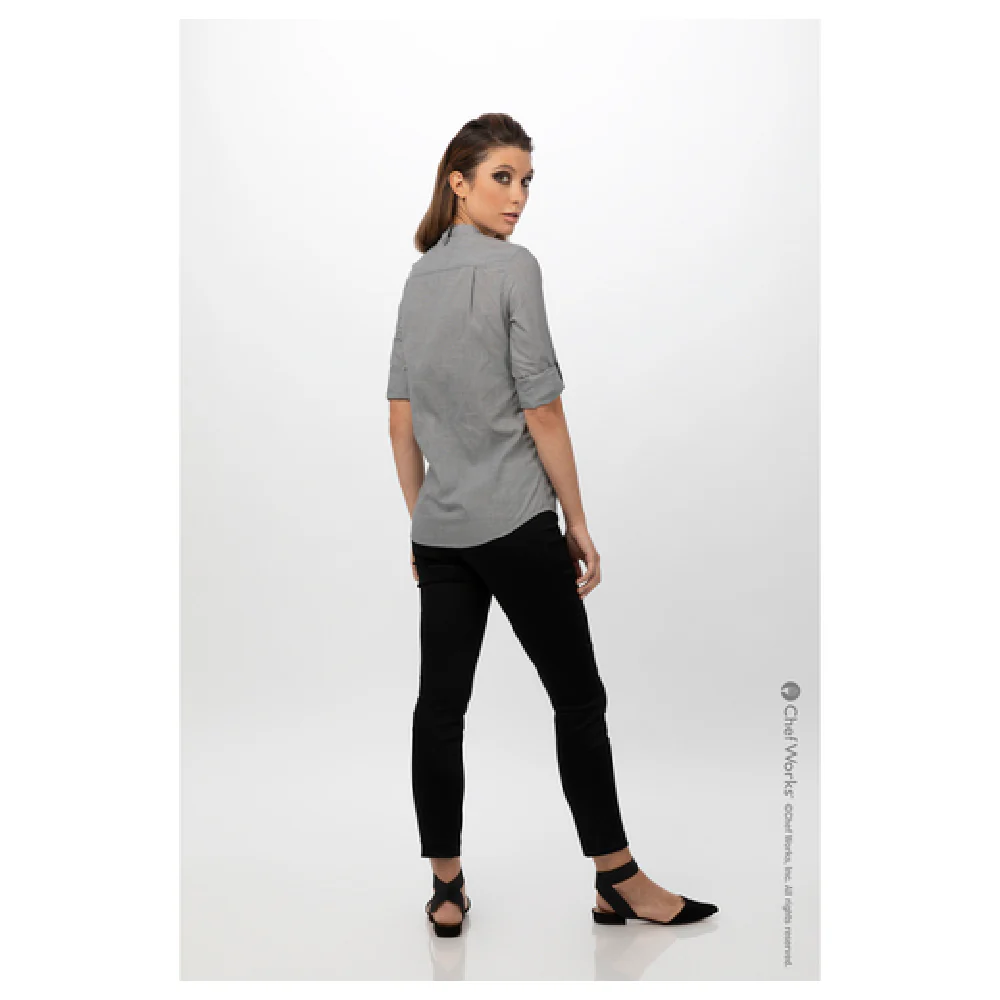 Chef Works SFB02WBLK3XL Women's Dress Shirt 3XL Long Sleeve Black Roll-up Chef Works SFB02WBLK3XL Women's Dress Shirt 3XL Long Sleeve Black Roll-up