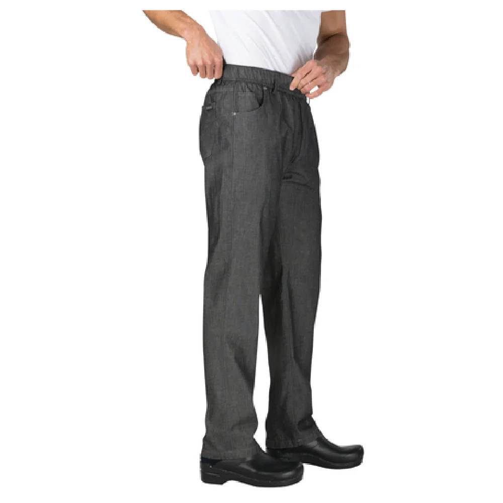 Chef Works PEE01-BLK-L Large Chef's Pants Cotton Elastic Waistband Black Chef Works PEE01-BLK-L Large Chef's Pants Cotton Elastic Waistband Black