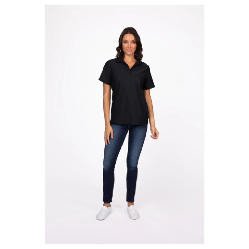 Chef Works Z650W-BLK-XS 27 Inch Women's Collared Polo Shirt 100% Polyester Black