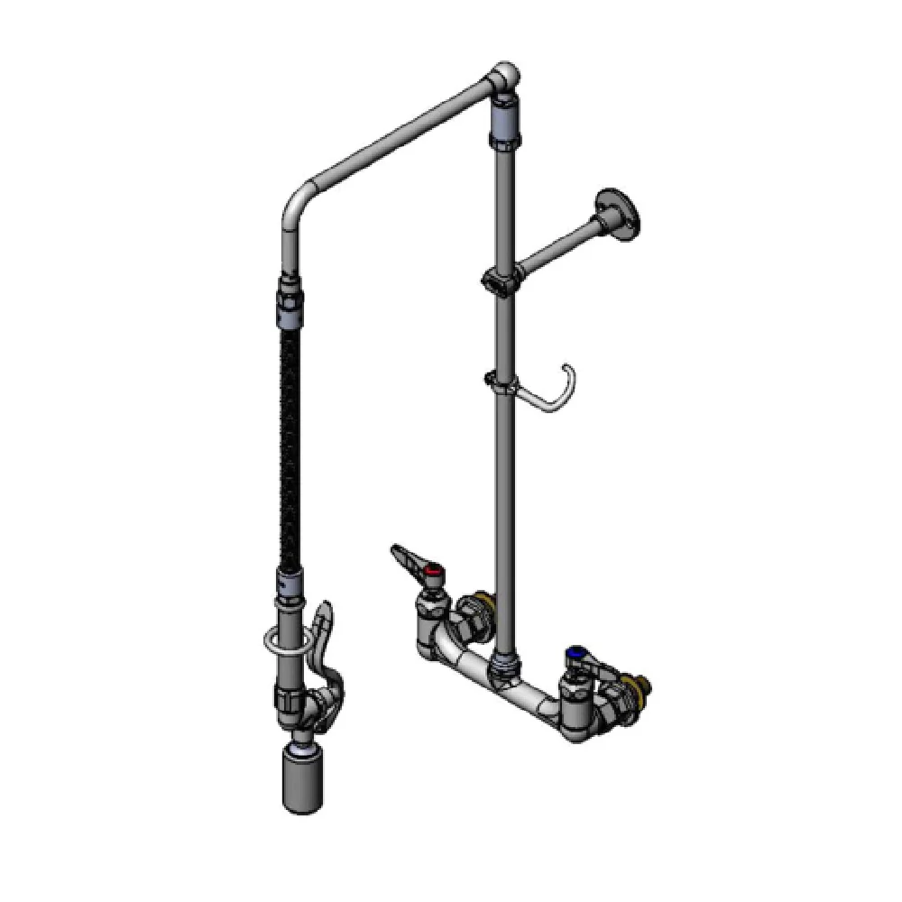 T&S Brass B-0131-BC-425 8 Inch EasyInstall Wall Mount Mixing Faucet with Overhead Swivel Arm