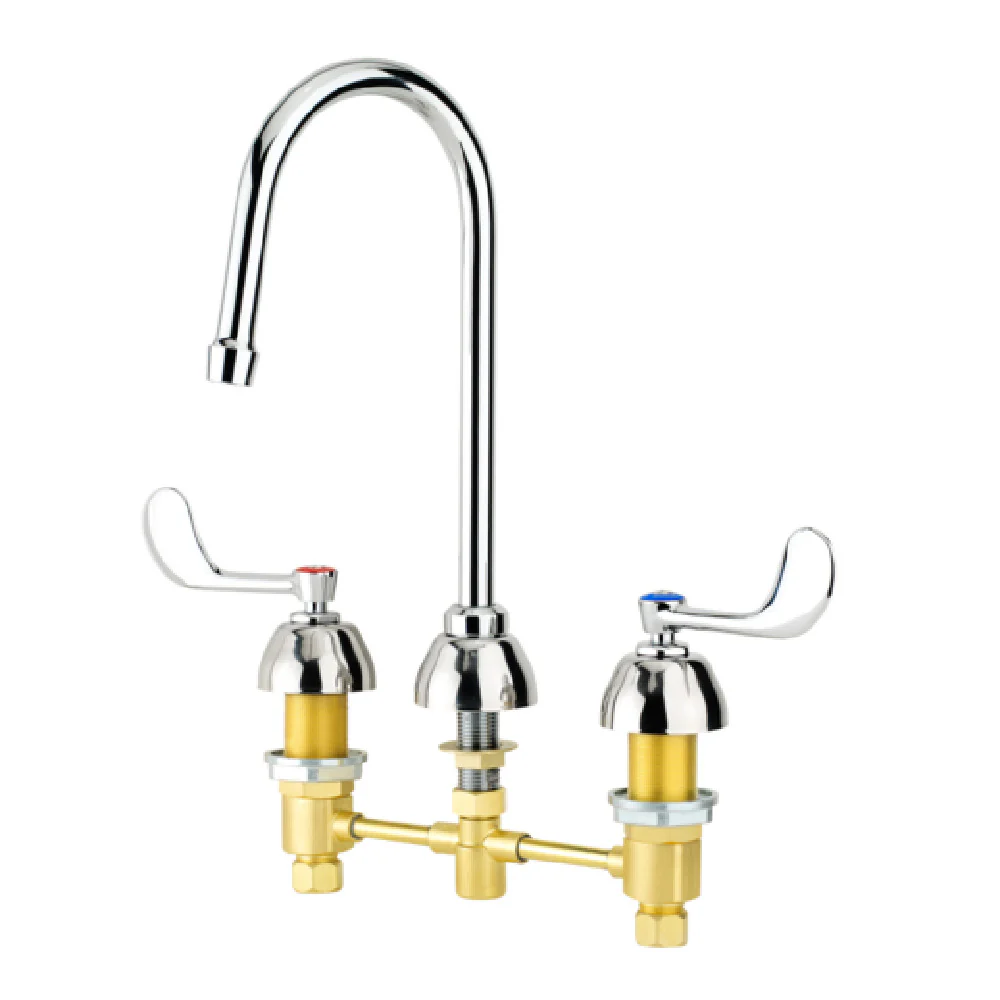 Krowne 14-840L 8 Inch Deck Mount Widespread Restroom Faucet with Gooseneck Spout