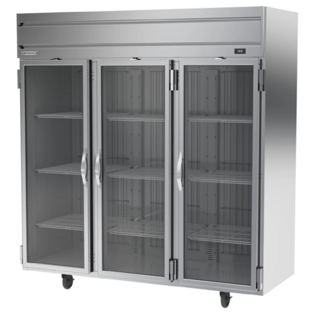 Beverage Air HFP3HC-1G 78 Inch Three Section 69.1 Cu Ft Freezer Aluminum with Glass Doors Beverage Air HFP3HC-1G 78 Inch Three Section 69.1 Cu Ft Freezer Aluminum with Glass Doors