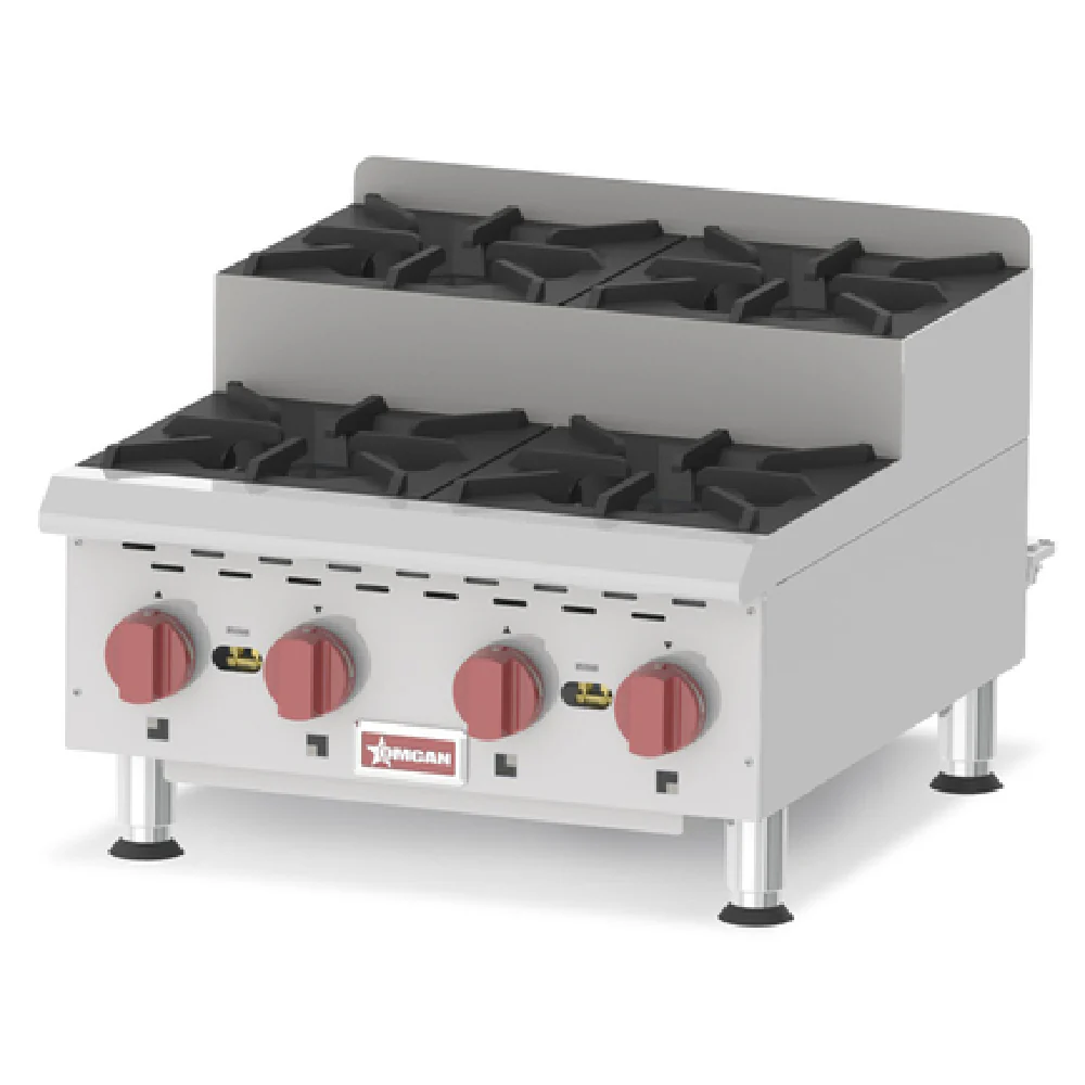 Omcan 44199 27 Inch Countertop Gas Hotplate with 4 Burners 120000 BTU