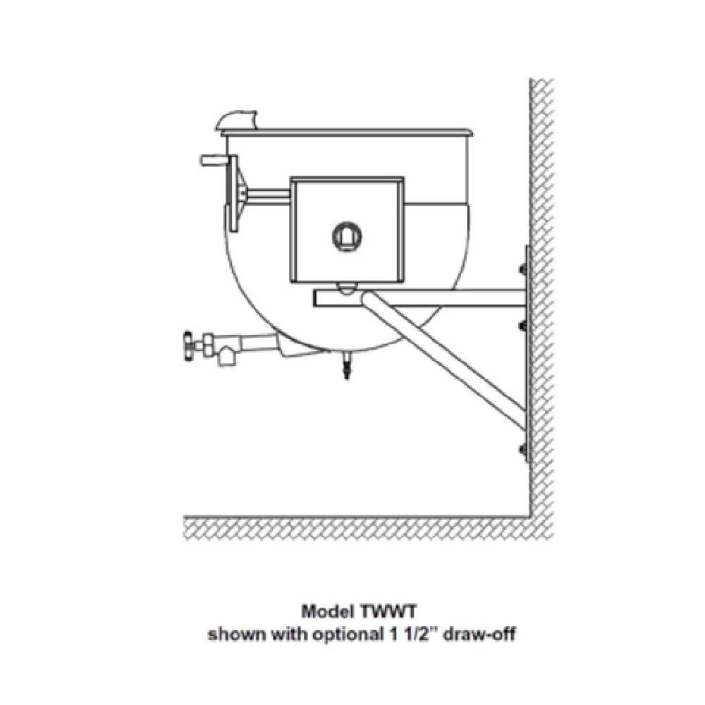 Legion TWWT-20MV 20 Gallon Direct Steam Wall-Mount Kettle with Mixer Stainless Steel