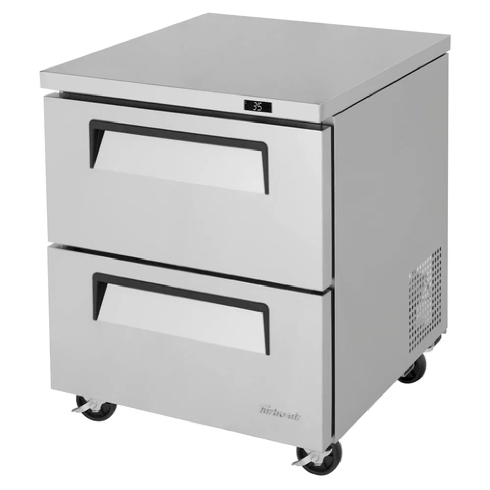 Turbo Air TUR-28SD-D2-N 27-1/2 Inch Stainless Steel Undercounter Refrigerator 6.8 cu ft with Drawers