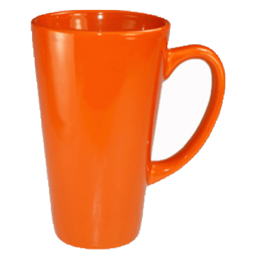 International Tableware 867-210 16 Oz Funnel Cup with Handle Ceramic Orange