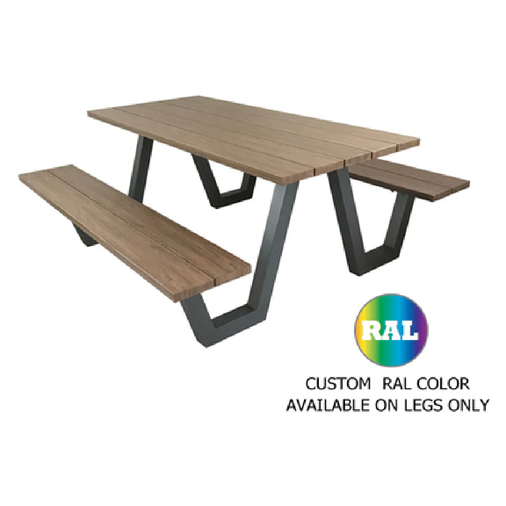 emuamericas, llc 1820RAL 72 Inch Rectangular Picnic Table Aluminum and Wood-Look emuamericas, llc 1820RAL 72 Inch Rectangular Picnic Table Aluminum and Wood-Look