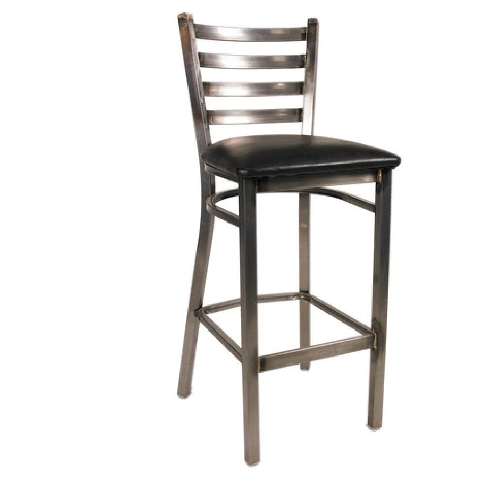 JMC Furniture WHITE HORSE BARSTOOL VINYL 17 Inch Ladder Back Vinyl Seat Metal Frame