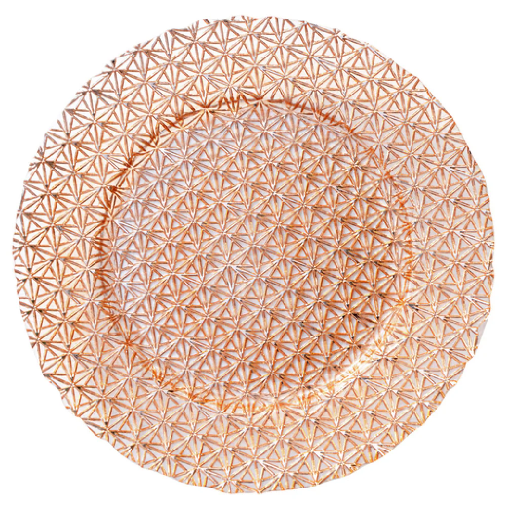 Bon Chef 200009RG 13 Inch Gem Design Charger Plate Decorative Rose Gold Glass Bon Chef 200009RG 13 Inch Gem Design Charger Plate Decorative Rose Gold Glass