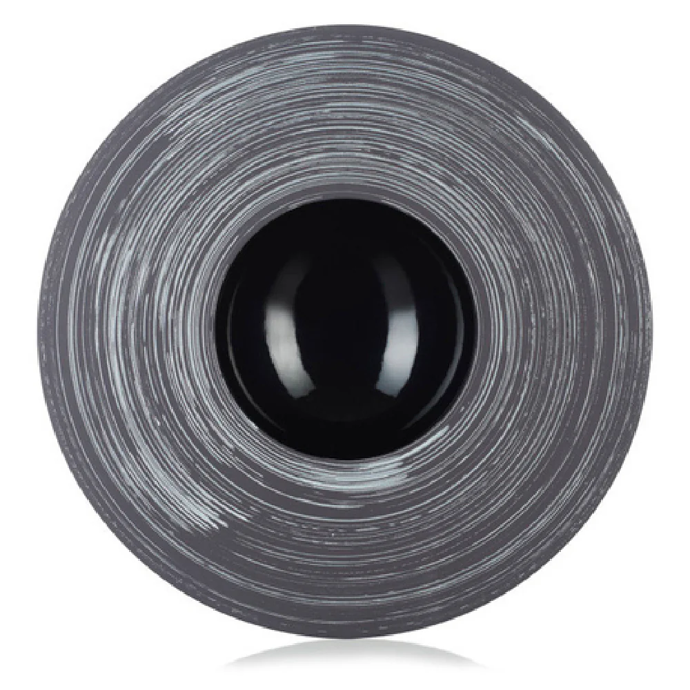 Revol 651569 10-1/2 Oz. Sphere Plate 12 Inch Porcelain Glossy Black Silver Crescendo Revol 651569 10-1/2 Oz. Sphere Plate 12 Inch Porcelain Glossy Black Silver Crescendo