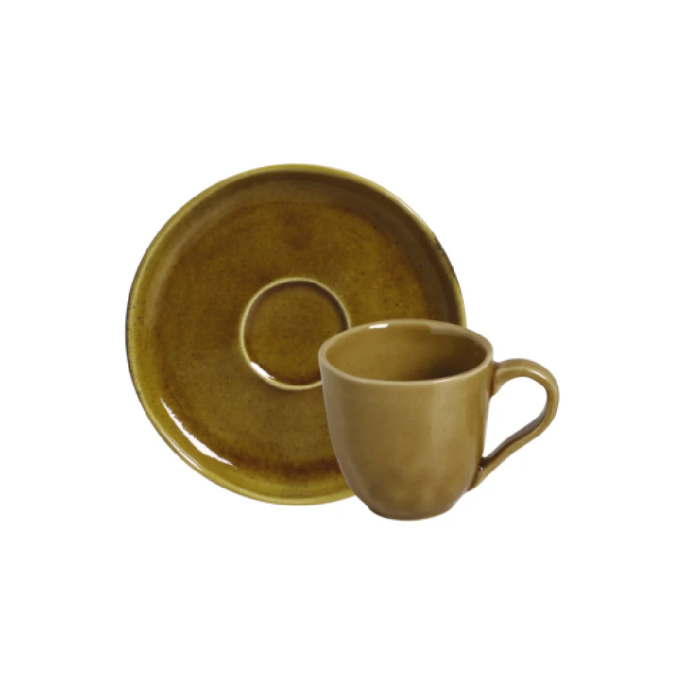 Porto Brasil 353177101 2.72 Inch 4.06 Oz Coffee Cup and Bio Saucer Stoneware Amber Porto Brasil 353177101 2.72 Inch 4.06 Oz Coffee Cup and Bio Saucer Stoneware Amber