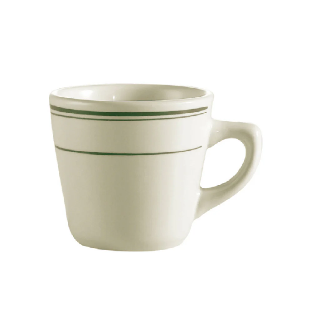 CAC China GS-1 7 Oz Round Coffee Cup Green Band Ceramic Dishwasher Safe