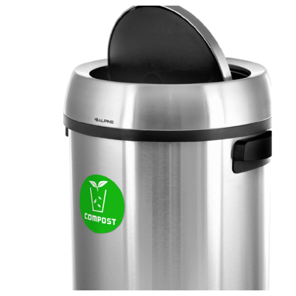 Alpine Industries ALP470-65L-1-CO 17 Gallon Stainless Steel Compost Receptacle Alpine Industries ALP470-65L-1-CO 17 Gallon Stainless Steel Compost Receptacle