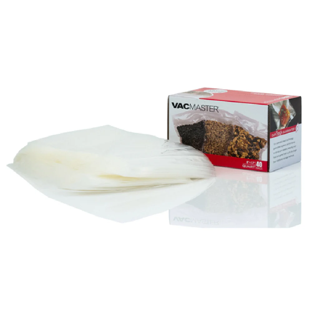 VacMaster 948502 8 Inch Full Mesh Zipper Vacuum Seal Quart Bags Box of 40