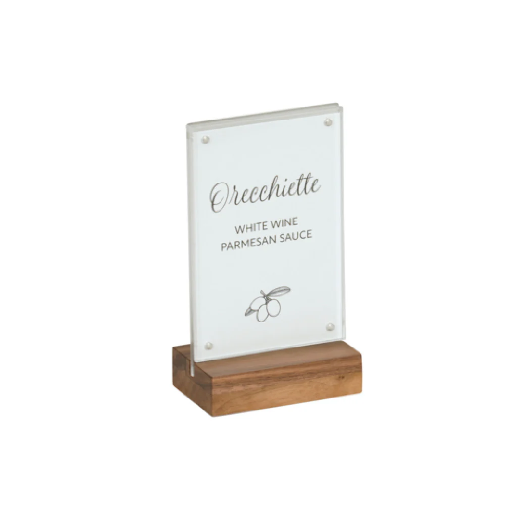 Cal Mil 23185-46-78 4 Inch Sydney Card Holder stainless steel walnut display