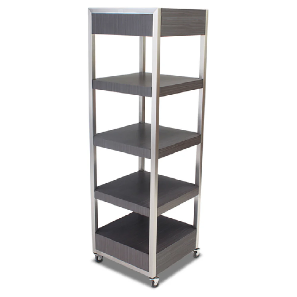 Forbes Industries 6516 24 Inch Stainless Steel Display Tower with Wood Shelves