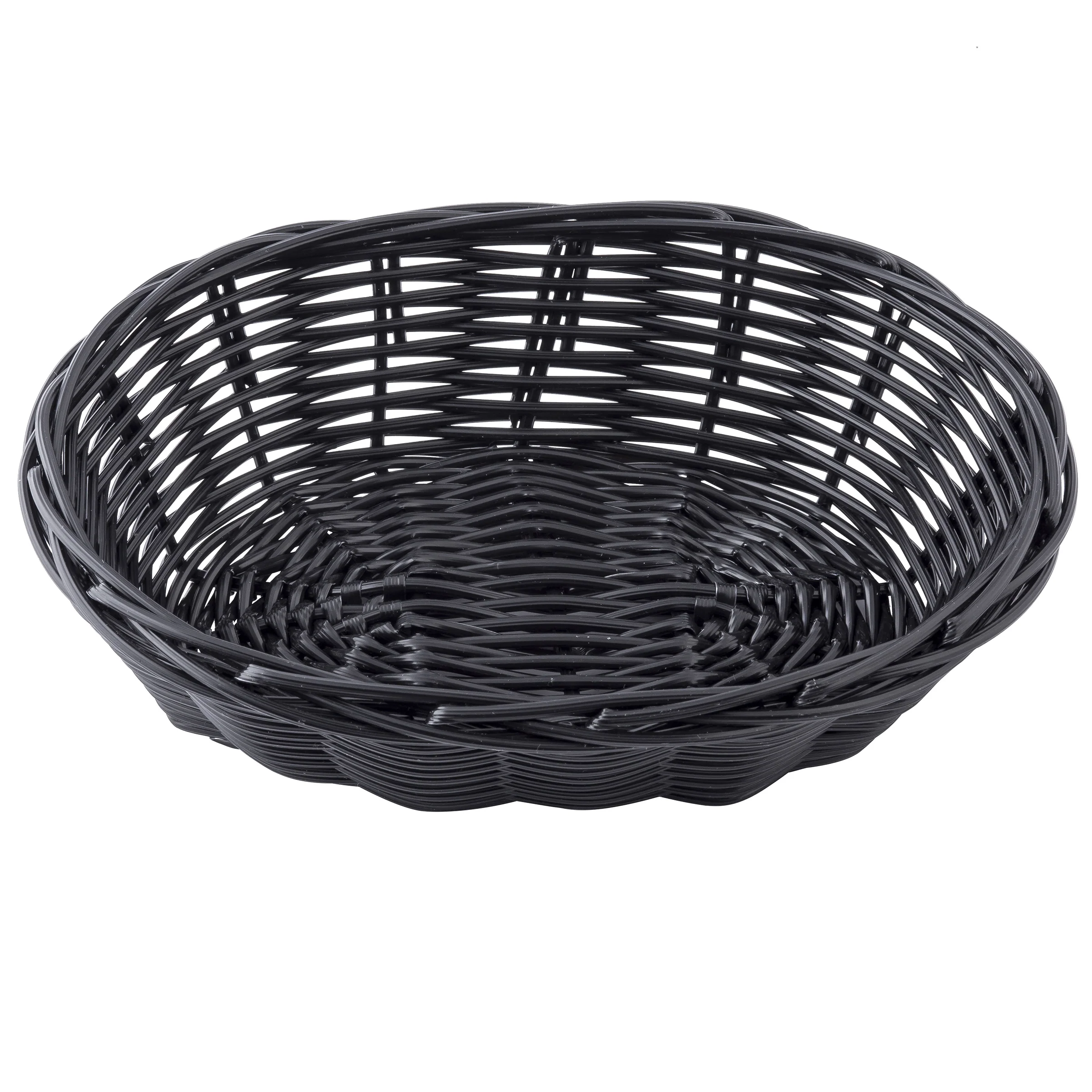 Tablecraft 2471 5 Inch Oval Basket with Hand-Woven Polypropylene Cord Black