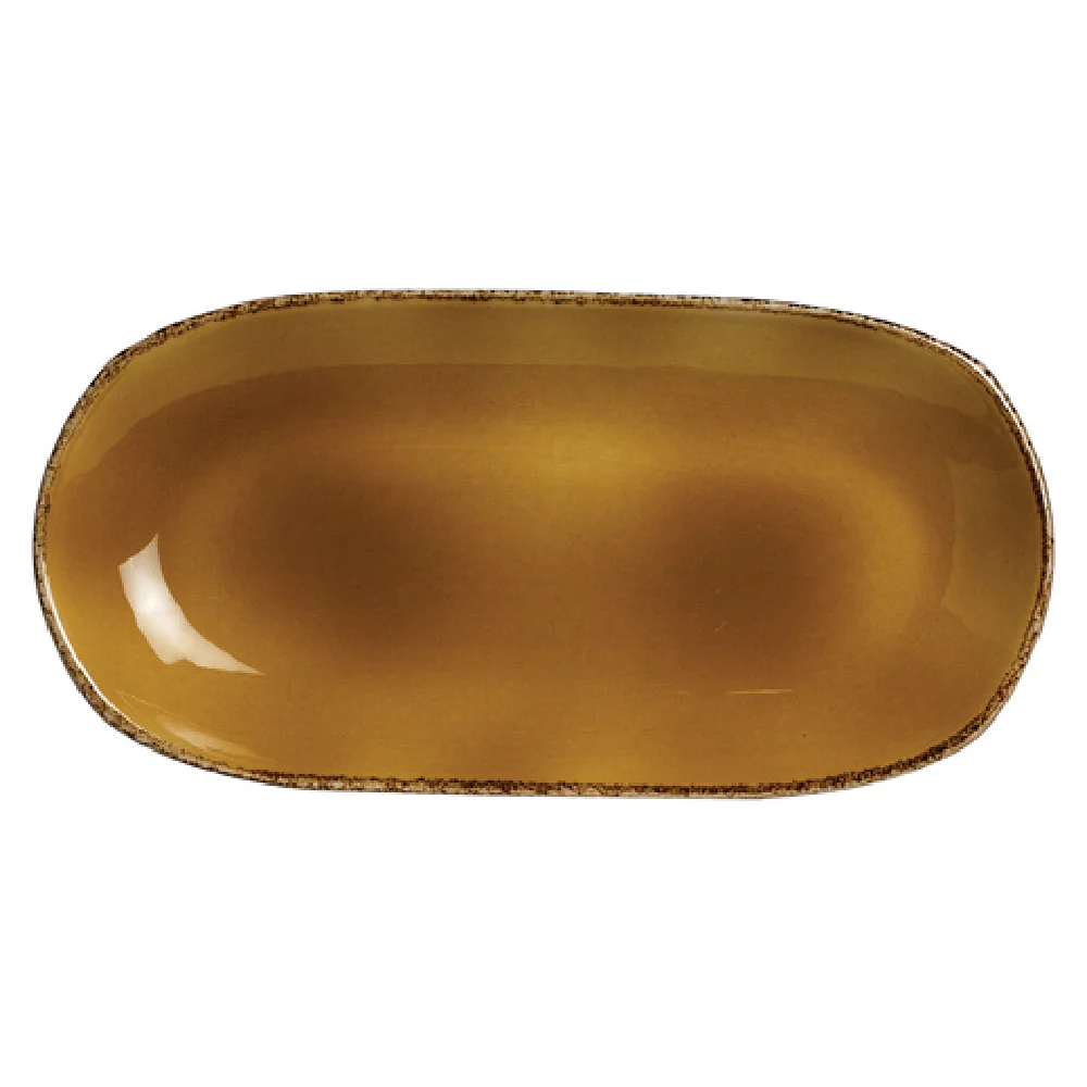 Steelite 11210577 10 Inch Length Oblong Vitrified China Taster Tray with Terramesa Mustard Finish