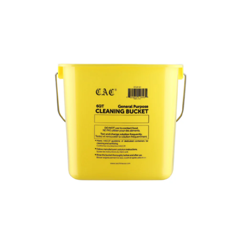 CAC China BTGP-6Y Bucket 6qt General Purpose Multilingual Plastic Yellow CAC China BTGP-6Y Bucket 6qt General Purpose Multilingual Plastic Yellow