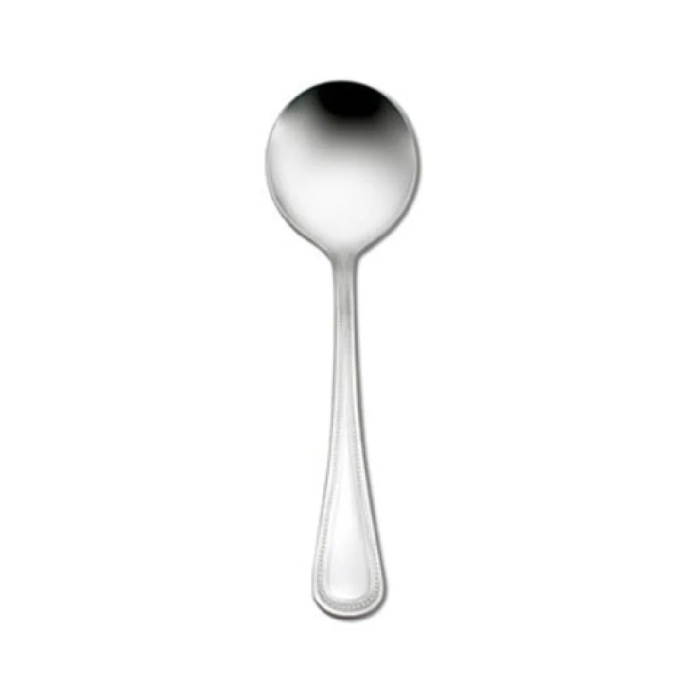 1880 Hospitality B595SBLF 6-1/4 Inch Bouillon Spoon Rounded Handle Beaded Border 18/0 Stainless Steel