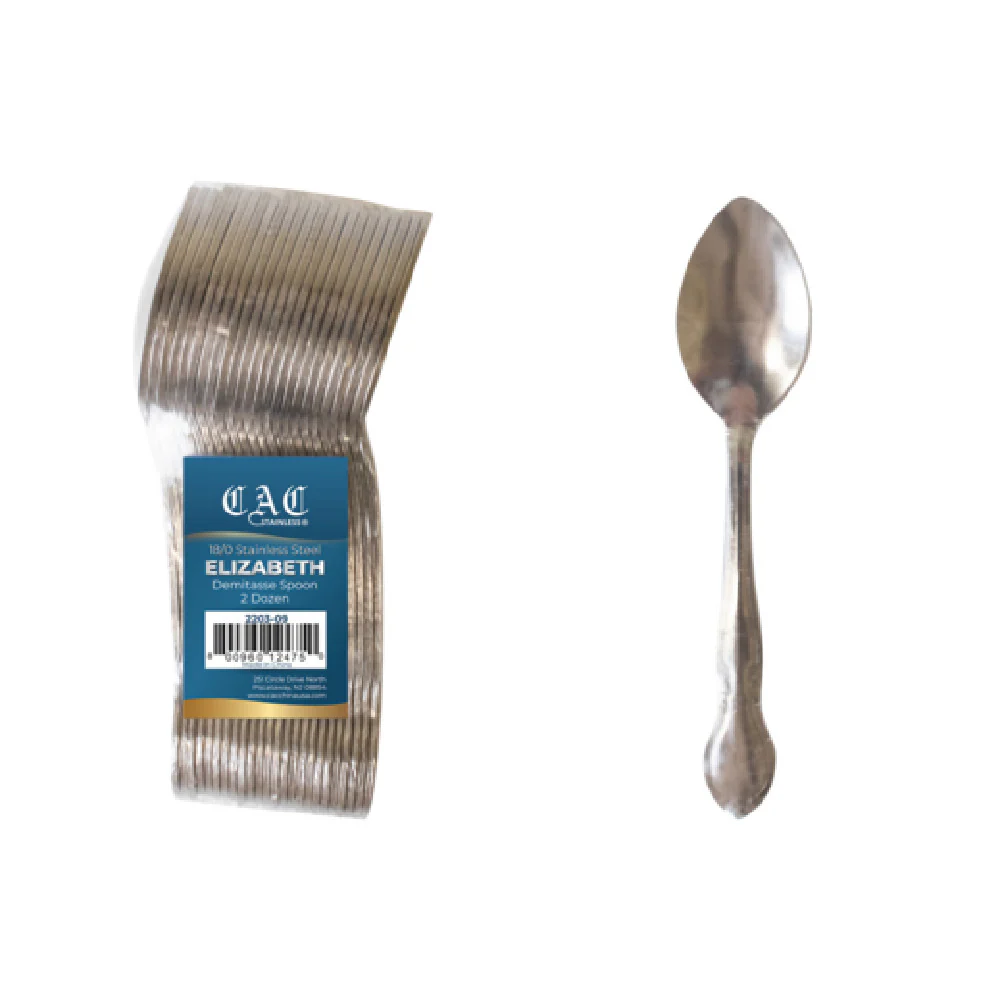 CAC China 2203-09 4 1/2 Inch Demitasse Spoon Frost Finish 18/0 Stainless Steel