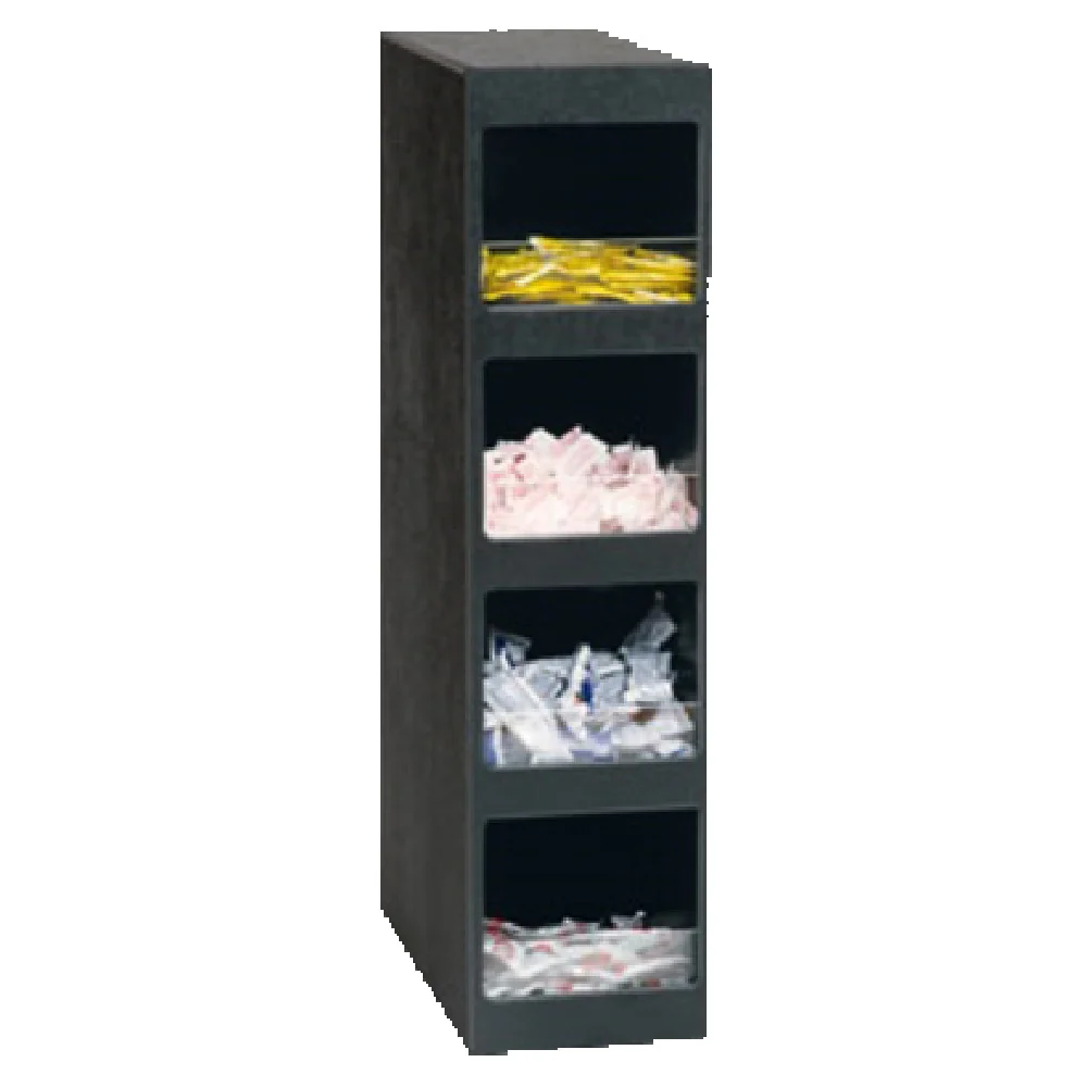 Vollrath LSC4-4P 6-7/8 Inch Vertical Countertop Condiment Caddy Black Plastic